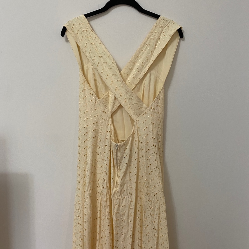 VINTAGE Pale Yellow Eyelet Maxi Dress - Picture 5 of 14